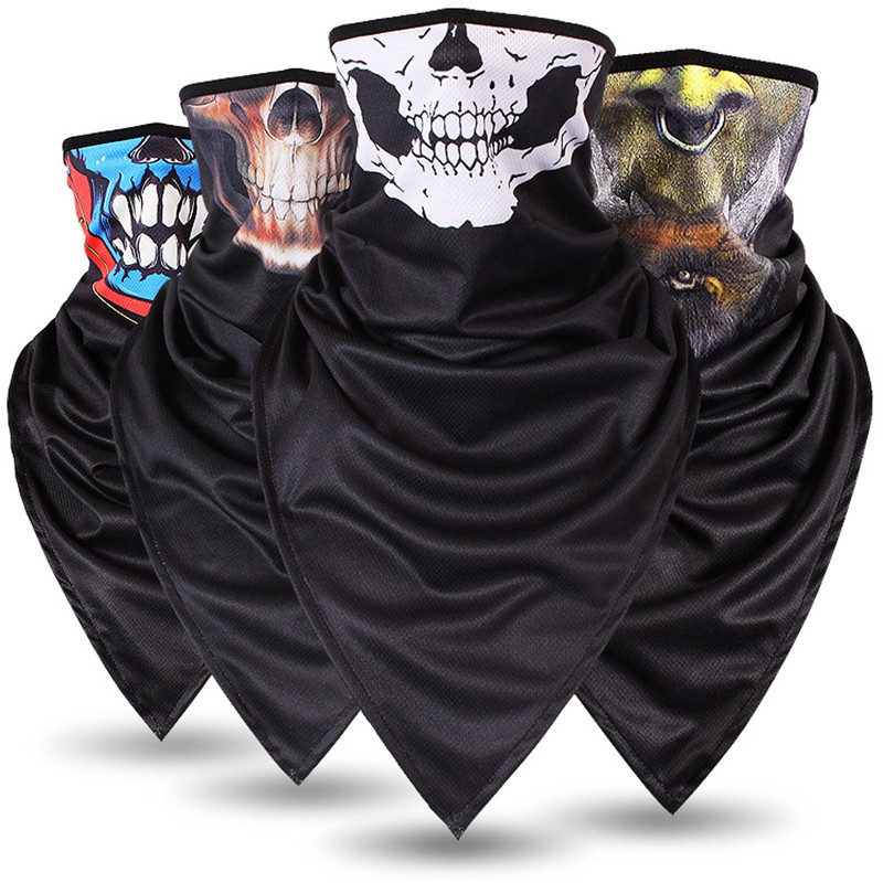 Masque facial multifonctionnel pour moto, écharpe magique triangle, écharpe coupe-vent et anti-poussière, bandana tête de mort populaire, unisexe, 2024