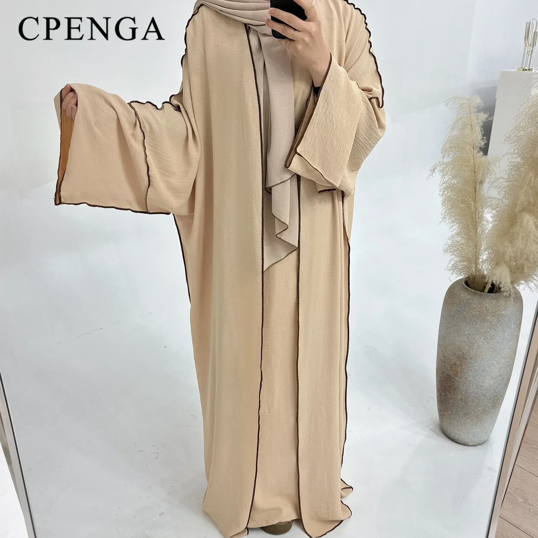 Robe musulmane modeste pour femmes, Hijab uni arabe, Abaya, Ramadan, Vêtements islamiques, Turquie, Robes à manches longues avec intérieur, 3 pièces