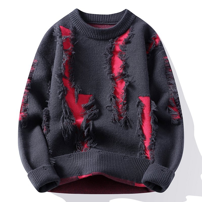 Pull tricoté décontracté pour homme, style usé, collection Hiver 2026 – Pulls épais et chauds pour homme, streetwear