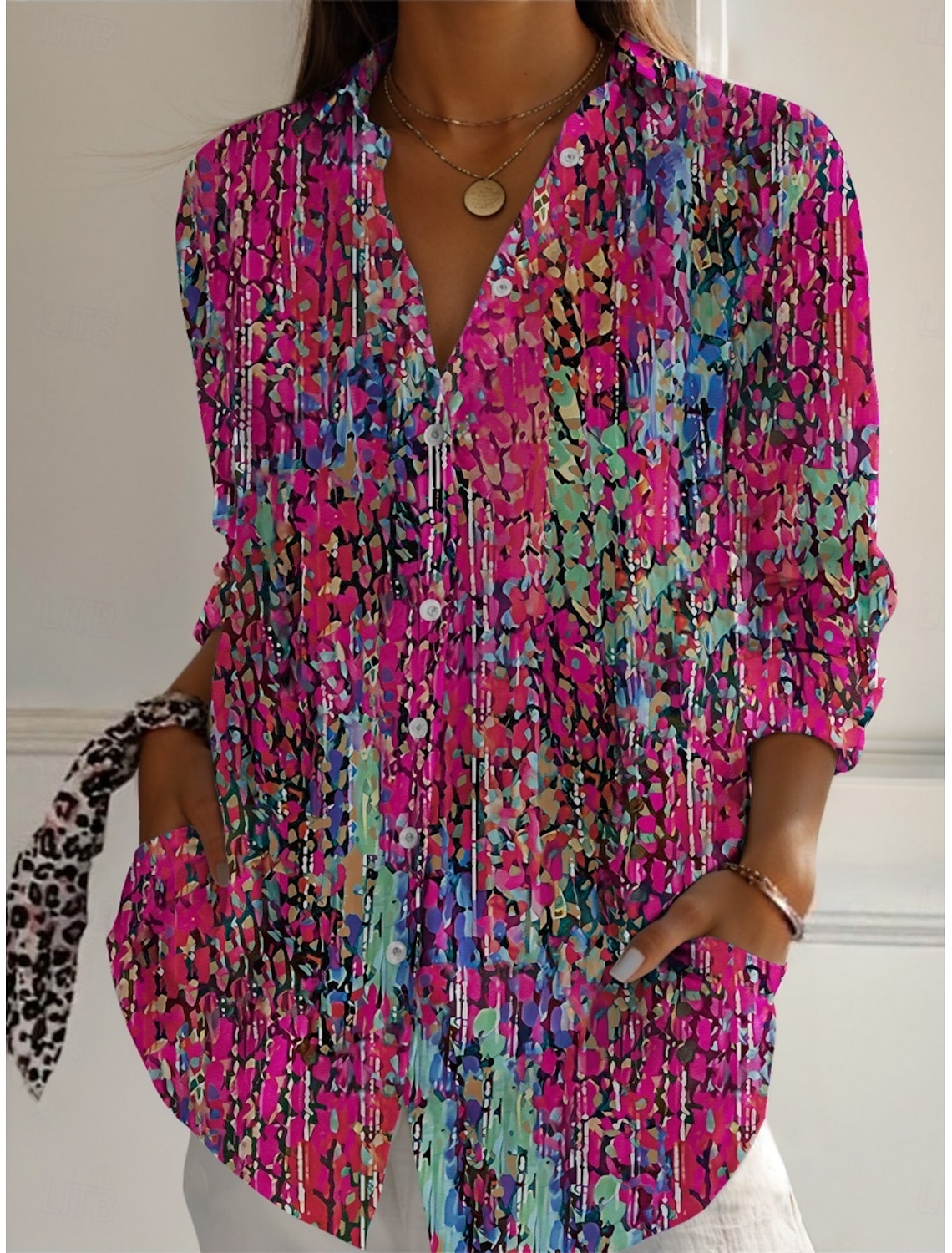 Chemise femme Floral Active Chemisier élégant Col à revers Chemisier Mode Femmes Chemise à manches longues Vêtements pour femmes Vêtements féminins