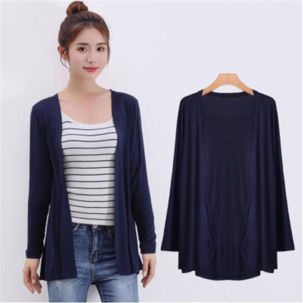 Cardigan Modal coréen pour femmes, châle pour dames, pull en coton, manches longues, manteaux fins décontractés, été automne 2024
