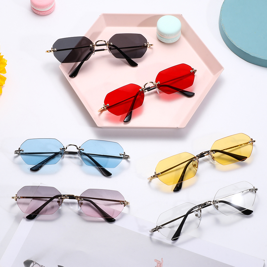 Lunettes De soleil carrées sans bords De luxe pour hommes et femmes, marque De styliste, dégradé sans cadre, mode Vintage en métal Oculos De Sol