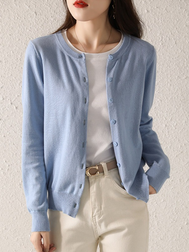 Cardigan Femme 2026 Nouveauté Automne Pull en Tricot à Manches Longues Léger Respirant Vêtement d'Extérieur Simple Manteau de Protection Solaire Décontracté