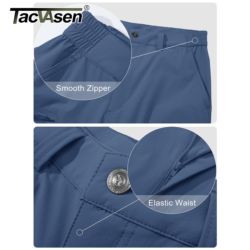 TACVASEN-Pantalon de Randonnée observateur pour Homme, Pantalon de Travail Cargo à vaccage Rapide, Nylon Imperméable, Pantalon de Trekking en Plein Air, Pantalon de Pêche, FJM
