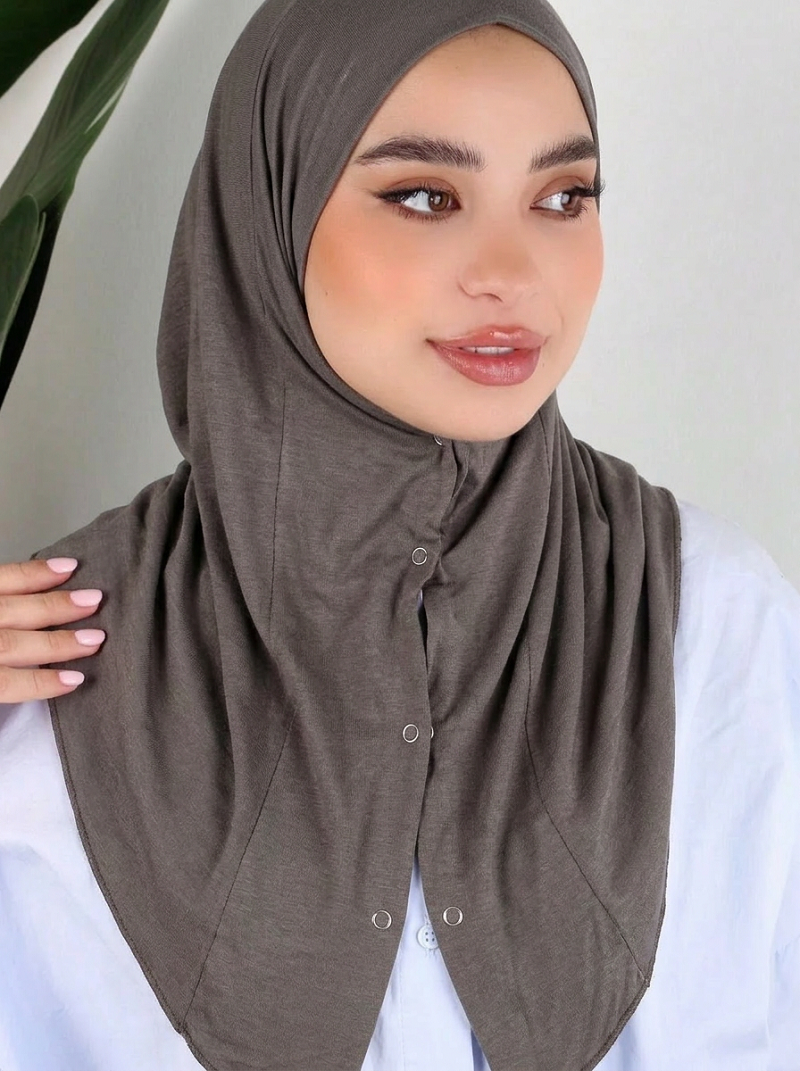 Hijab en jersey de coton tendance avec bouton, hijab sport instantané musulman, foulard islamique, couvre-tête prêt à porter, hijabs 130*167cm