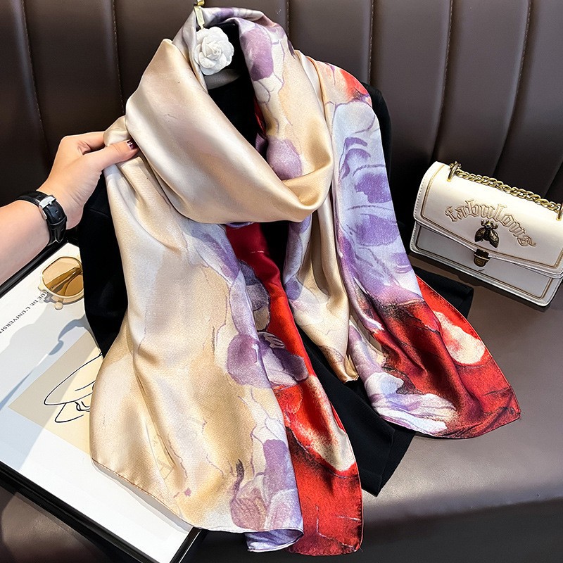Foulard en soie de haute qualité pour femmes, couvre-chef quatre saisons, Hijab, Bandana de luxe, 90x180cm