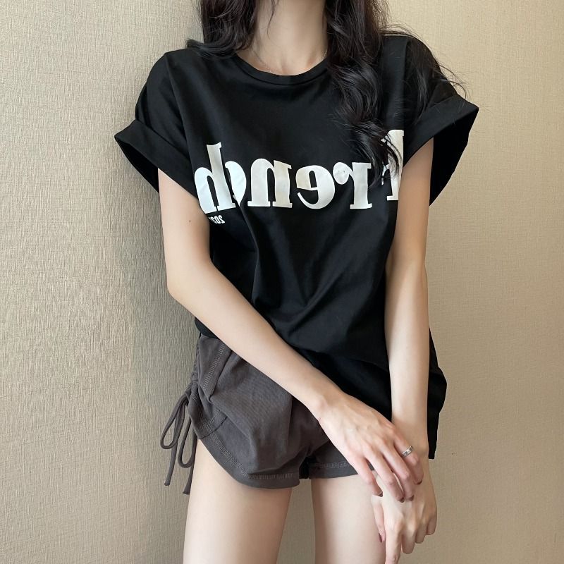 Mode Vintage femmes T-Shirts américain à la mode lettre imprimer nouveaux hauts à manches courtes décontracté vêtements de rue femme hauts T-Shirts d'été