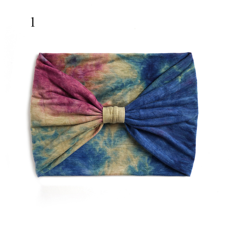 Tie-dye Boho noeud Turbans Yoga élastique tête enveloppement femmes bandeau large bandeaux chapeaux Bandanas mode bandeau accessoires