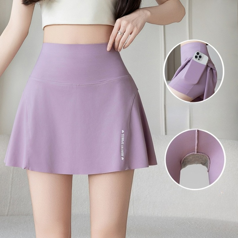 Jupe taille haute grande taille pour femmes, short Slim extensible, empêche les fuites de lumière, entraînement, cyclisme, jupe plissée à séchage rapide, été