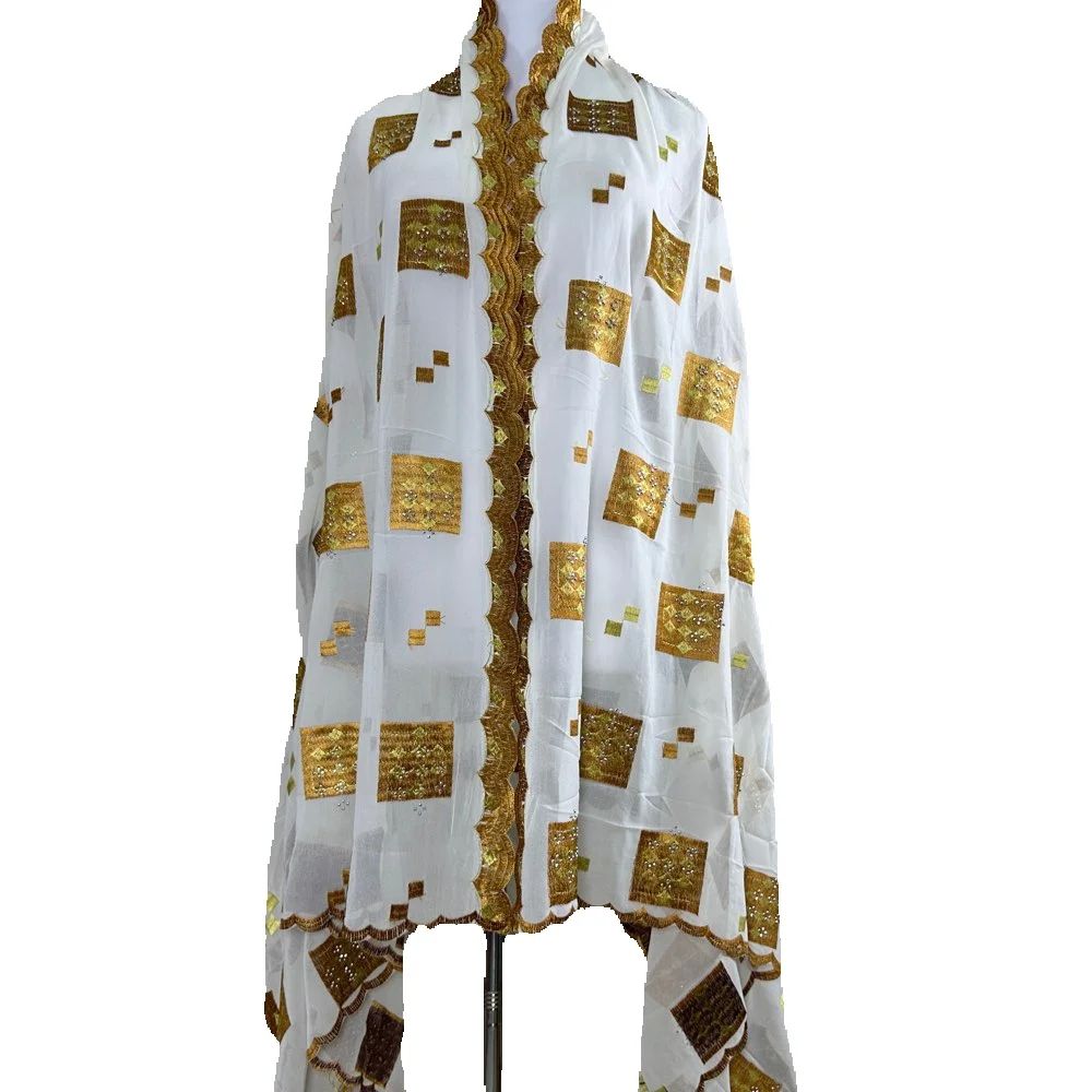 Nouveau Foulard Dubaï 2026 pour Femmes Musulmanes, Grand Hijab en Chiffon Africain, Hijab Islamique, Pashmina, Turban, Voile Brodé, Châles