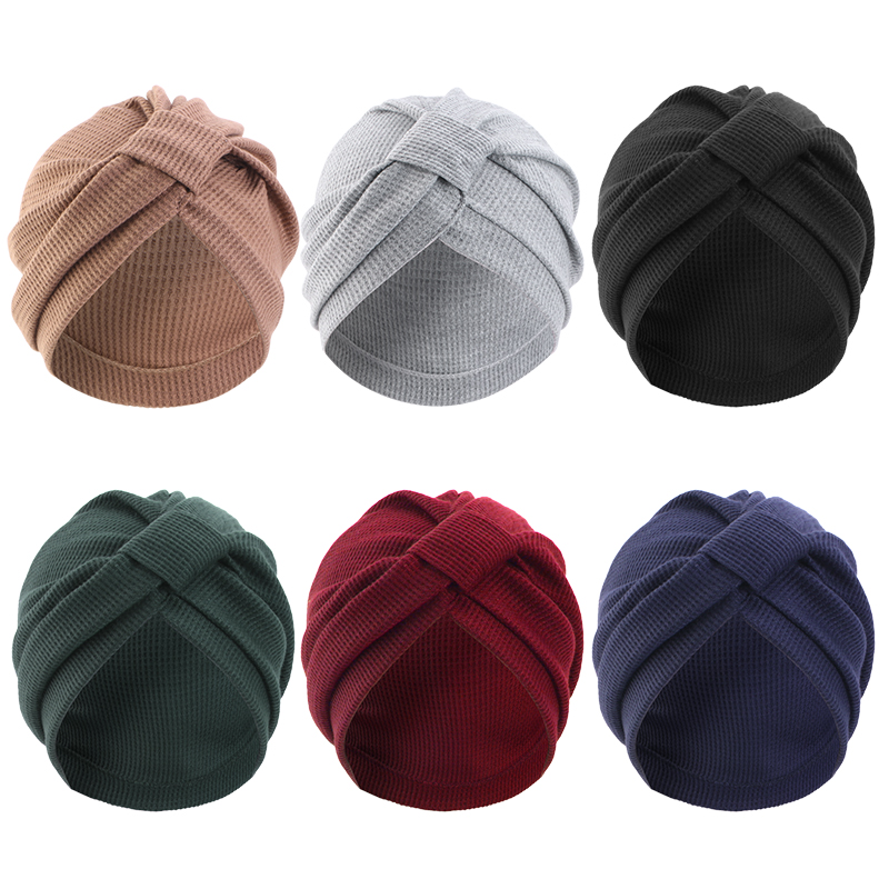 Foulard femme chapeau respirant coton épais gaufre carré foulard chapeau indien chapeau foulard ethnique