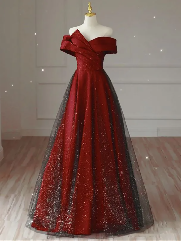 Robe de mariée de soirée 2026 Nouvelle Robe de mariée rouge haut de gamme à épaules dénudées Robe de fiançailles française pour femme
