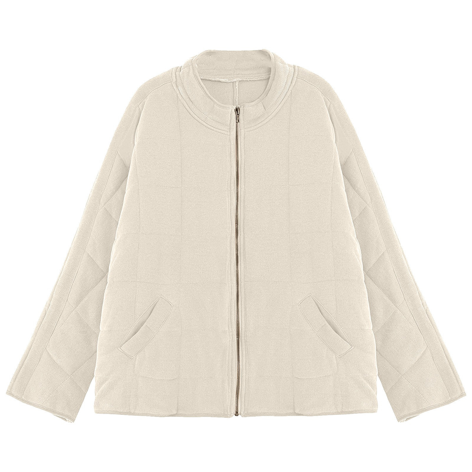 Veste matelassurera en coton matelassé pour femme, parkas matelassées, poche zippée, décontracté, solide, document, hiver, chaud