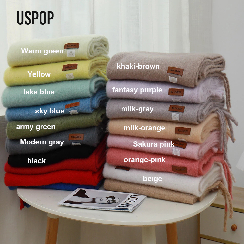 USPOP-Écharpe longue à pampilles pour femme, écharpes à pampilles, rond-pashmina, doux, solide, nouveau, hiver