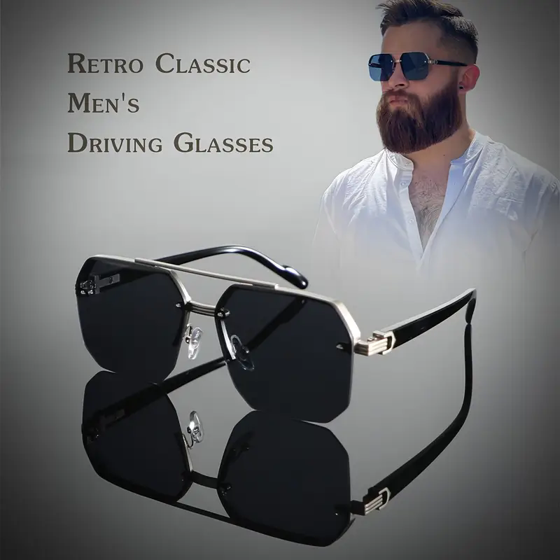 Lunettes classiques à la mode demi-monture pour hommes et femmes – Style vintage, effet amincissant pour la conduite et les aventures en plein air dégradé
