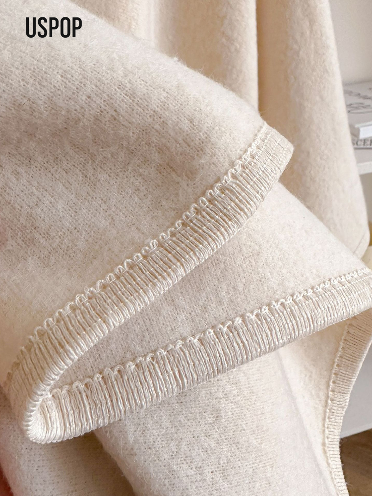 USPOP Châle en laine pour femme – Poncho épais et surdimensionné, vêtements d'extérieur chauds et minimalistes pour l'hiver