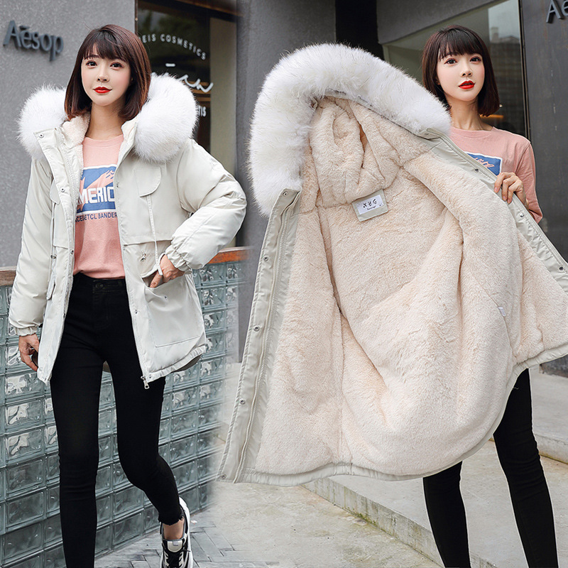 Manteaux Parkas à capuche pour femmes, vestes mi-longue surdimensionnées, col en fourrure solide, fermeture éclair, cordon de serrage, ample, élégant, décontracté, automne hiver 2025