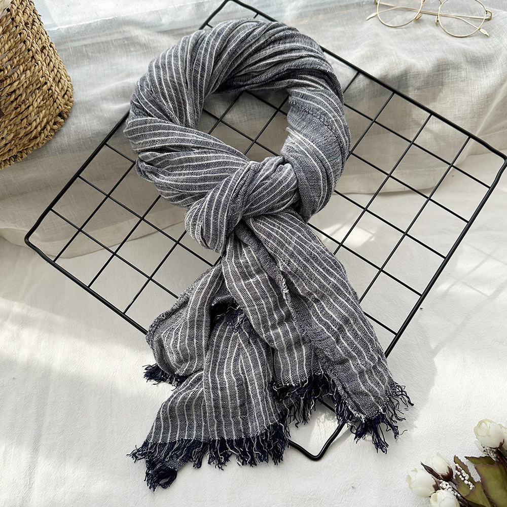 Écharpe en lin de coton pour hommes, écharpes rayées pour hommes, foulard chaud de la présidence, châle rond, accessoires masculins, mode, automne, hiver