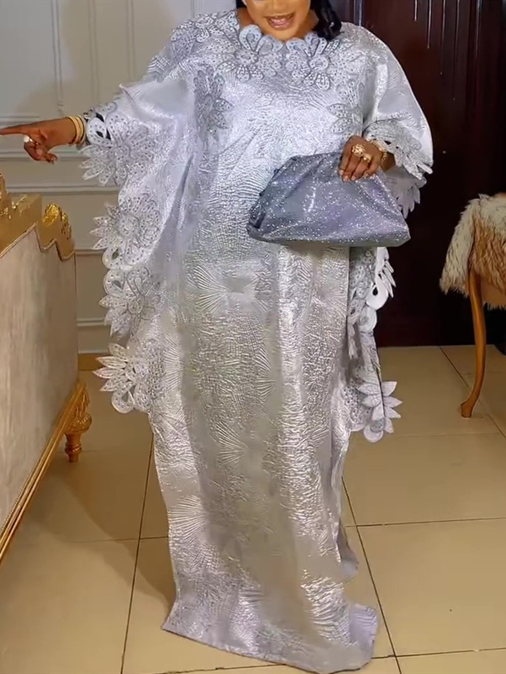 Robes longues de soirée africaines grande taille pour femmes 2026 – Nouvelle collection de robes de luxe brodées en Bazin, tenues élégantes pour mariages musulmans et soirées