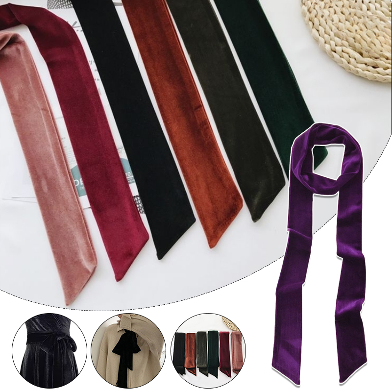 Ceinture de taille en velours doré, 150cm, ceinture polyvalente, bandeau pour cheveux, écharpe, sac assorti, ruban, ceintures à la mode en velours