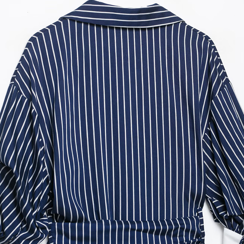 Robes pour femmes avec ceinture, élégantes, à rayures, décontractées, amples, chic, longueur midi, 2026 zanban, chemises-robe à manches longues