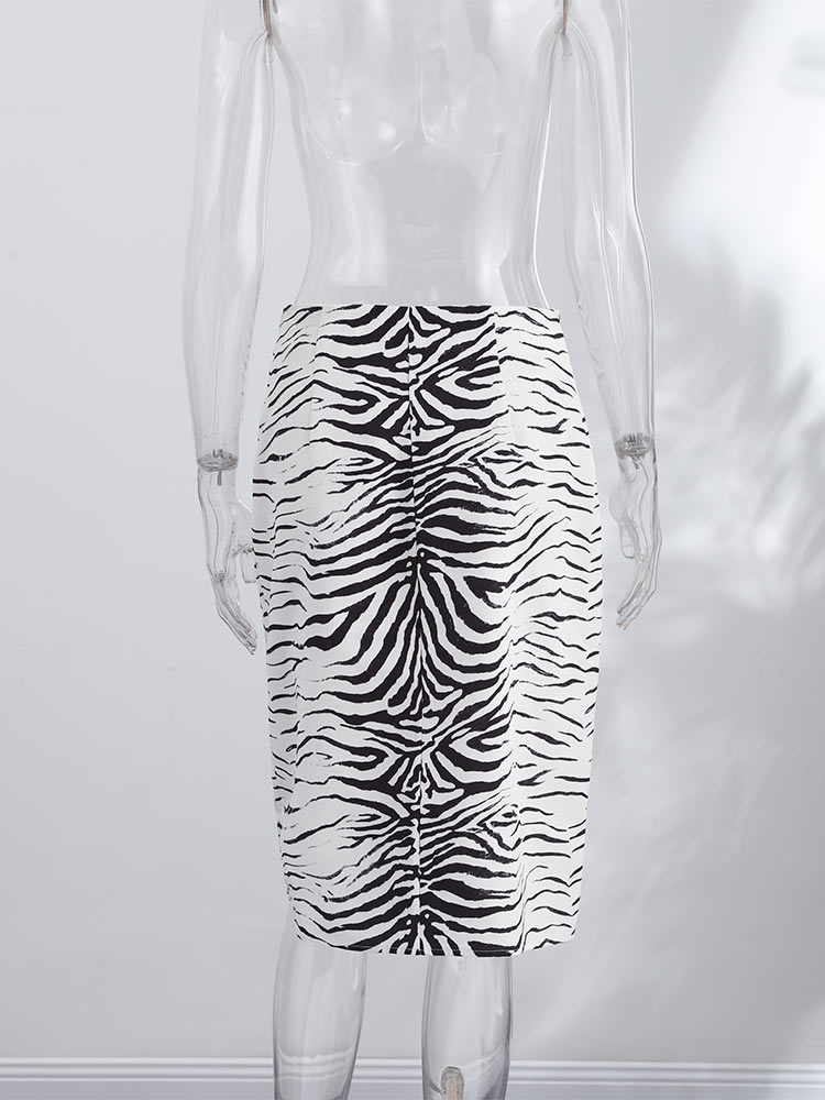 Jupe longue élégante à imprimé léopard pour femme, taille haute ajustée, avec fermeture éclair, mode automne 2026.