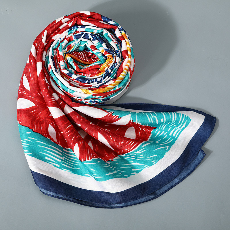 Foulard en Soie Imprimé Tendance pour Femme, Écharpes Carrées, Grandes Écharpes, Bandana, Grand Hijab, Foulards en Soie pour Femme 130CM