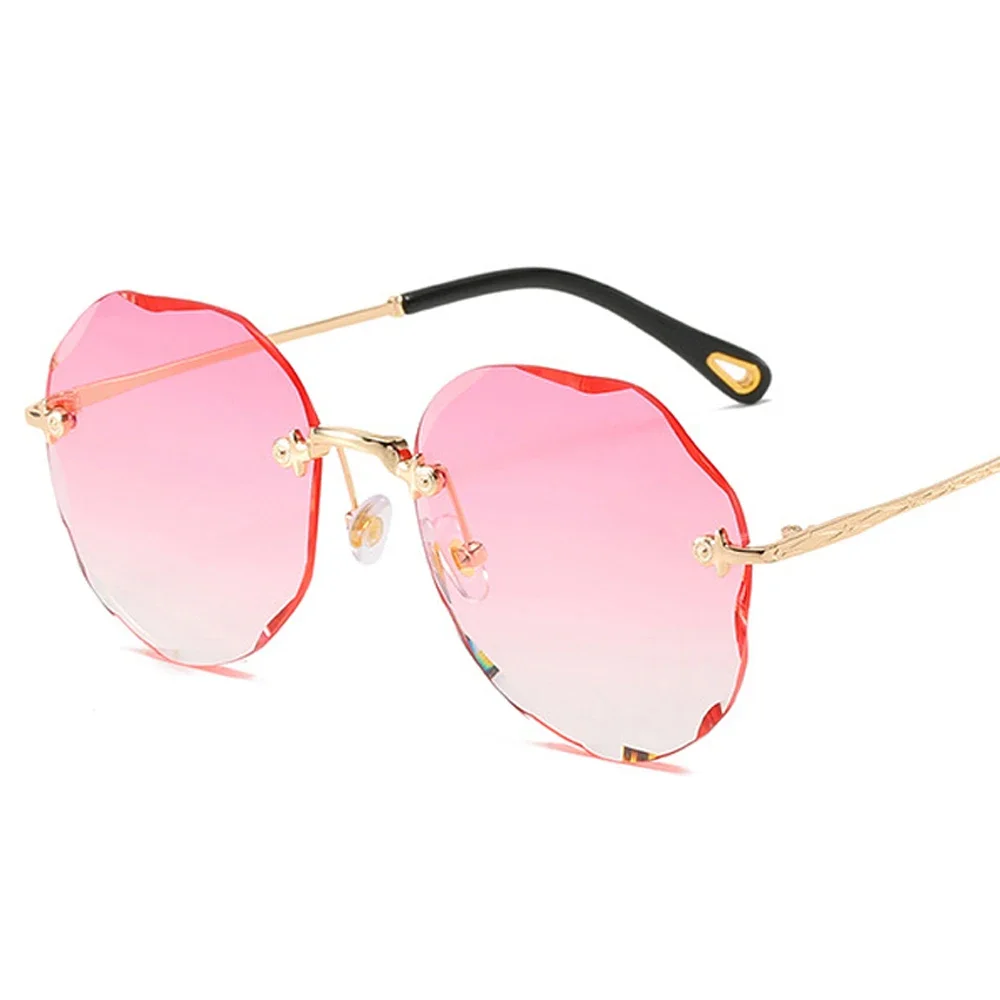 2025 nouveau élégant femme mâle Vintage mode dégradé lunettes de soleil coupe ronde sans monture lunettes de soleil femmes hommes lunettes Gif lunettes de soleil