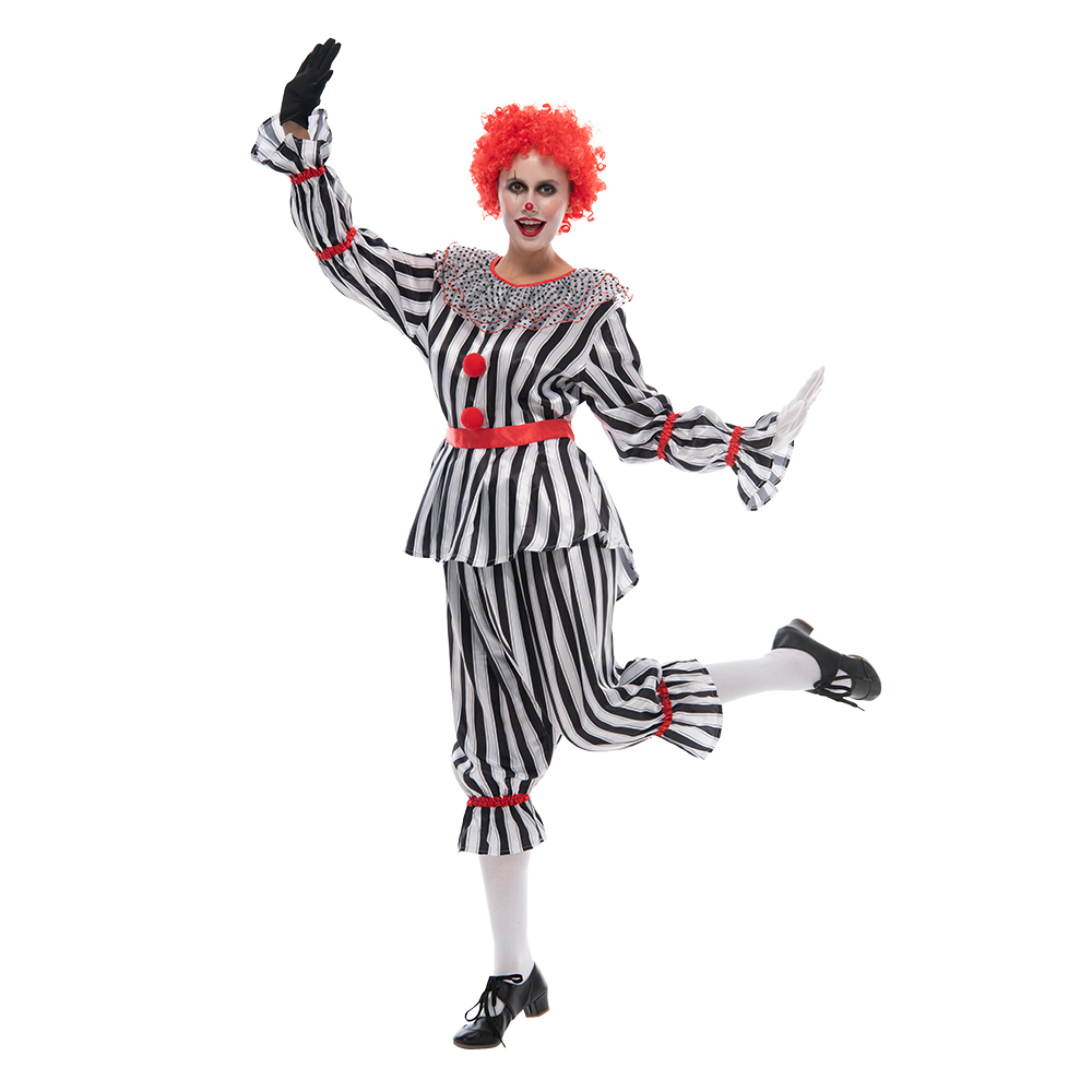 Costume d'Halloween pour adultes, Costumes de Clown familial pour enfants, tenue de Cosplay Joker de cirque, combinaison de Clown drôle, déguisement de fête de carnaval