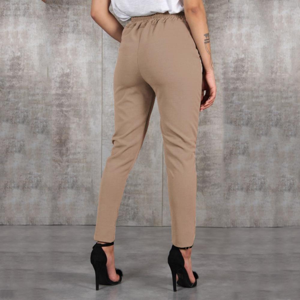 Pantalon femme décontracté couleur unie ceinturé élastique taille haute pantalon Long pantalon femme pantalon droit femme