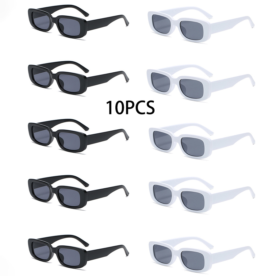 Lunettes de soleil carrées 10 pièces, lunettes décoratives et à la mode adaptées aux voyages quotidiens et aux nuances de jeu, accessoires de plage