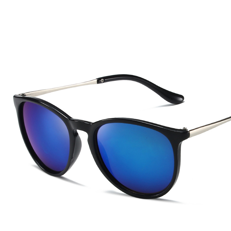 Lunettes de soleil Vintage à monture métallique populaire pour femmes et hommes, rondes, lunettes pour hommes et femmes, Film réfléchissant ﻿