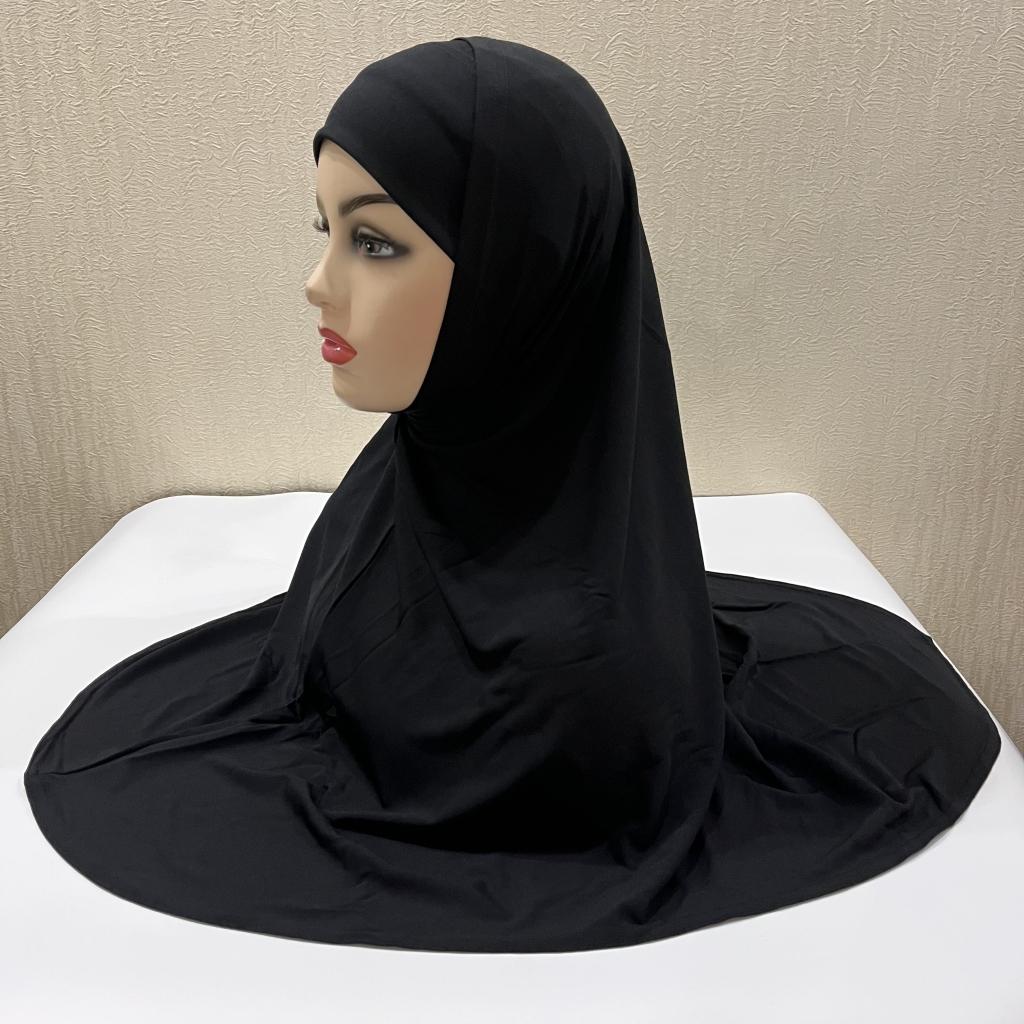 H292 Hijab de prière en Lycra uni, deux pièces, hijab extérieur avec sous-foulard, foulard musulman, foulard islamique, chapeau, bandeau à enfiler, armia