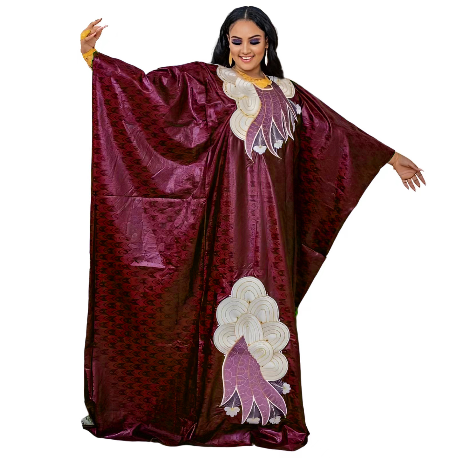 Robe africaine pour femmes Plus Si ze broderie Weddi ng invité longue robe Maxi avec écharpe