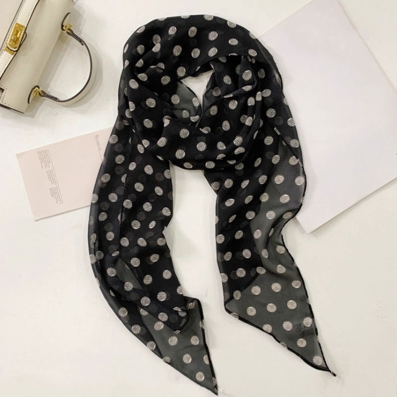 Écharpe fine à pois pour femmes, élégante écharpe longue pour le cou, accessoire polyvalent de style coréen assorti à tout