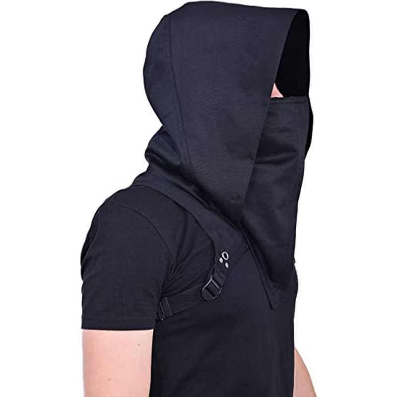 Capuche de cosplay médiéval vintage pour hommes, Everak Black Cyberpunk Rogue, capot d'écharpe, accessoires de costume de fête d'Halloween, 7.5 ate