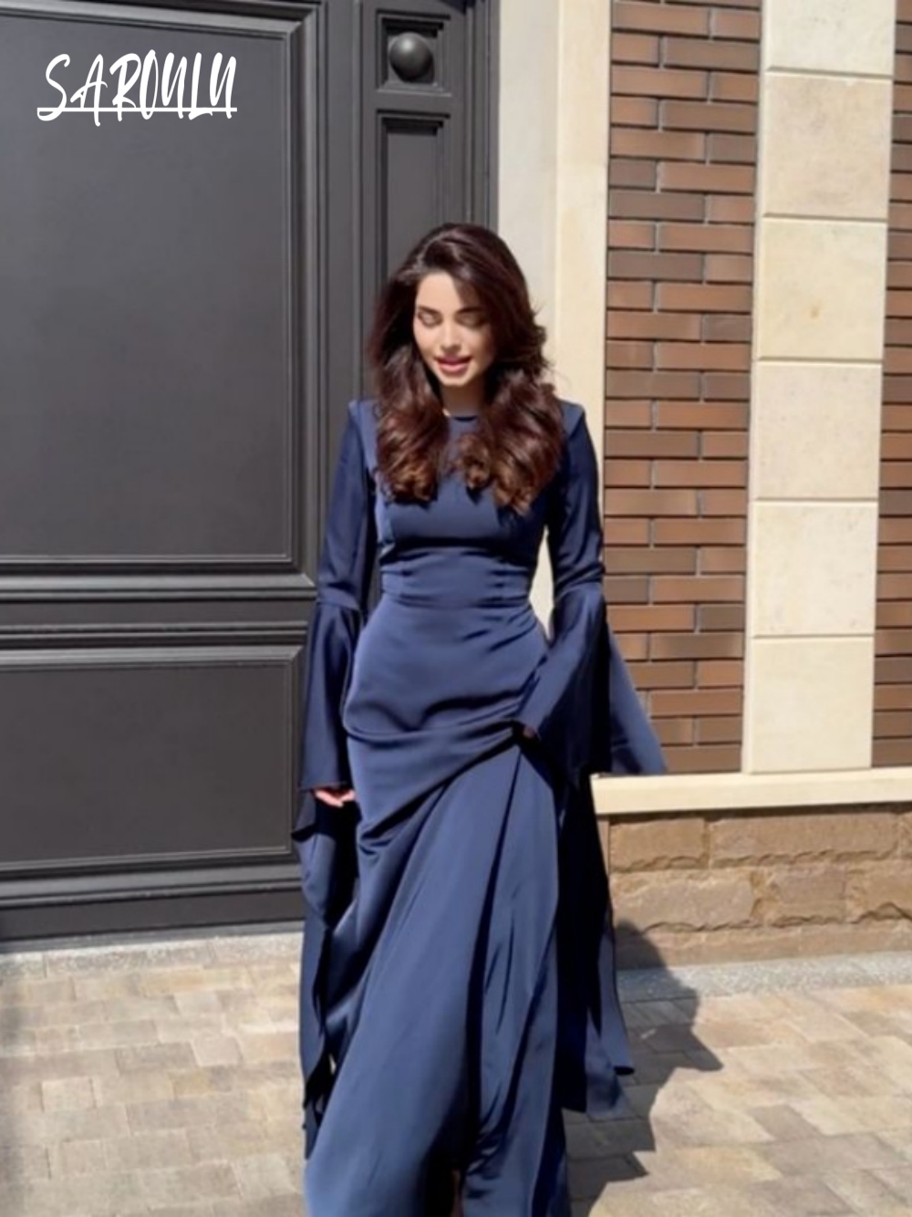 Robe de soirée en mousseline de soie, Simple, grandes manches pivotantes, élégante, droite, modeste, Kaftan, Robe de bal, personnalisée, arabe, décontractée, Robe de soirée