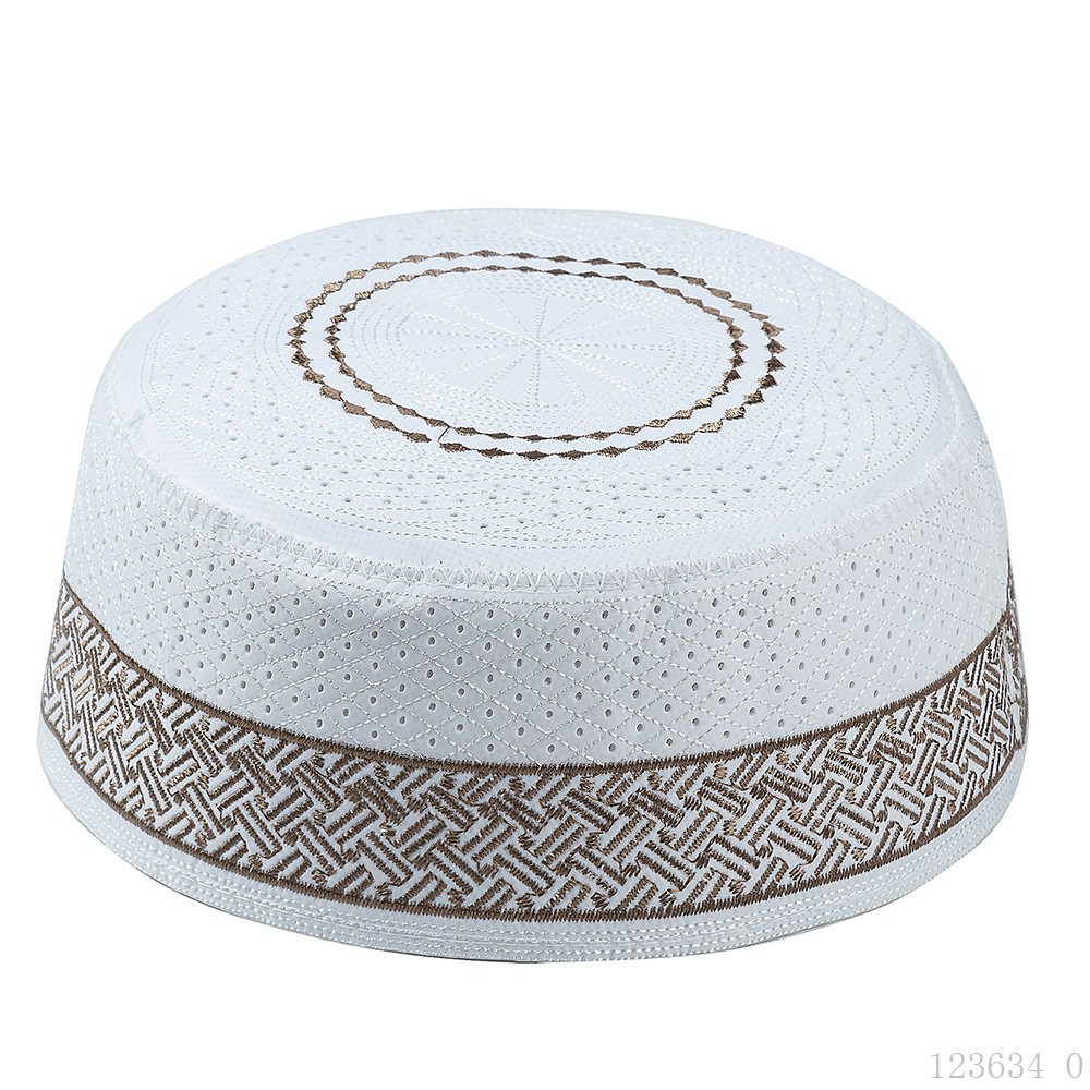 Chapeau de prière musulman pour hommes et garçons, bonnet islamique, couvre-chef de prière, chapeau brodé, cadeau pour le Ramadan et l'Aïd