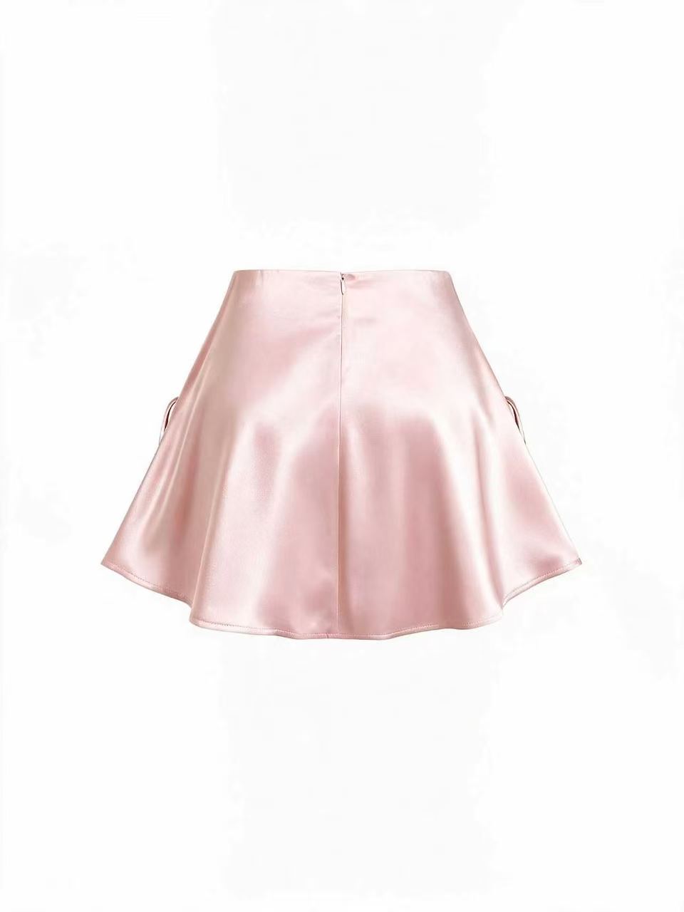 Jupe élégante pour femme, taille haute, en satin, avec nœud latéral, coupe trapèze évasée, mini-jupe décontractée d'été pour soirée et boîte de nuit
