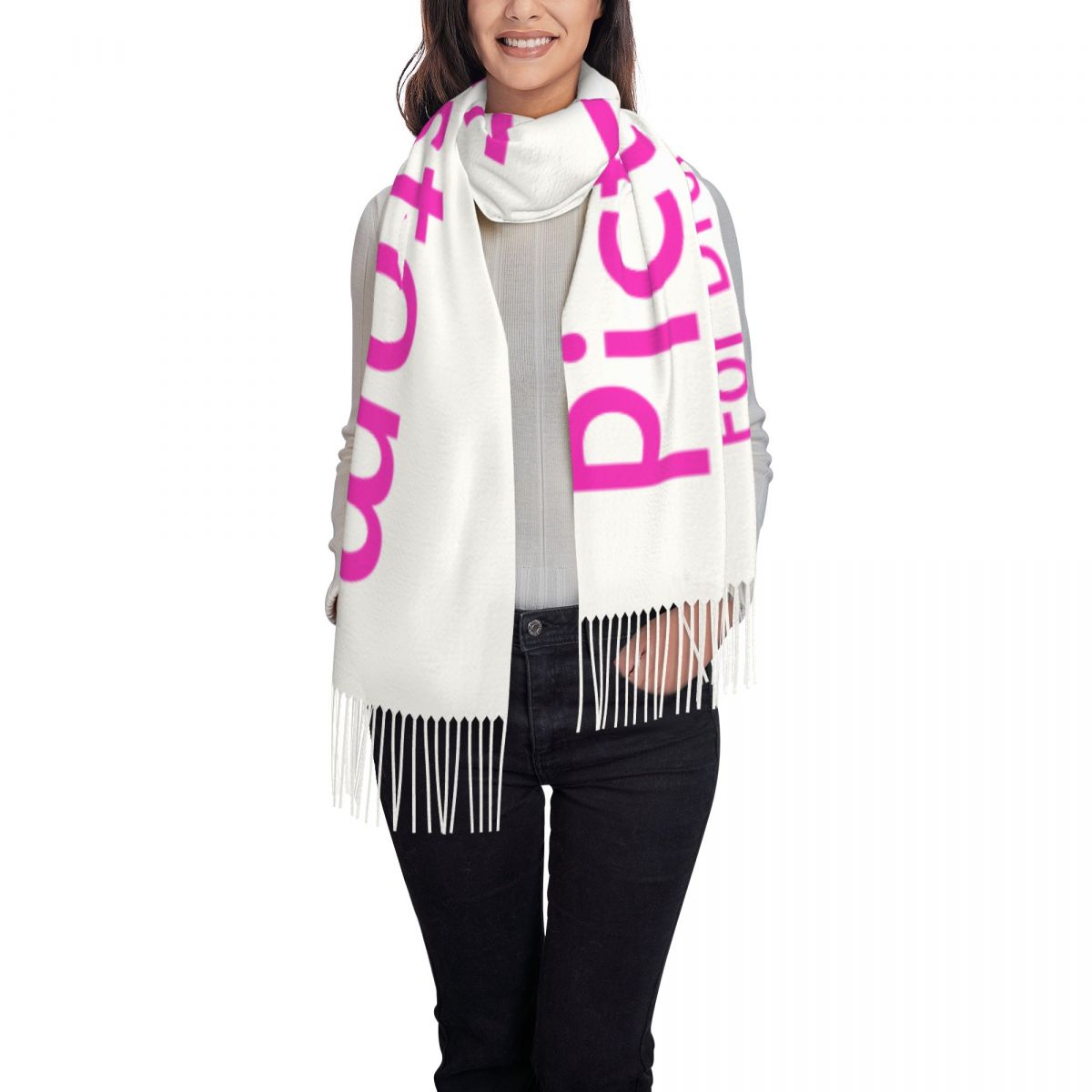 Écharpe avec Logo Photo personnalisé imprimé personnalisé pour femmes et hommes, écharpes chaudes d'hiver, châles imprimés personnalisés à faire soi-même