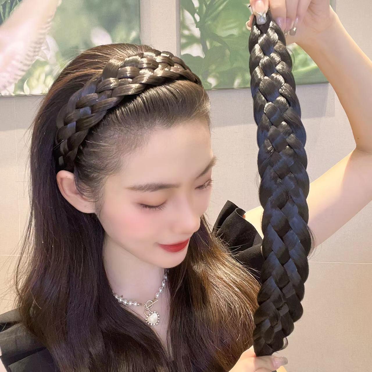 Bohémien – accessoires pour cheveux large, bande de cheveux dentée antidérapante, perruque torsadée tressée, cerceau artificiel Style arête de poisson, bandeau tressé