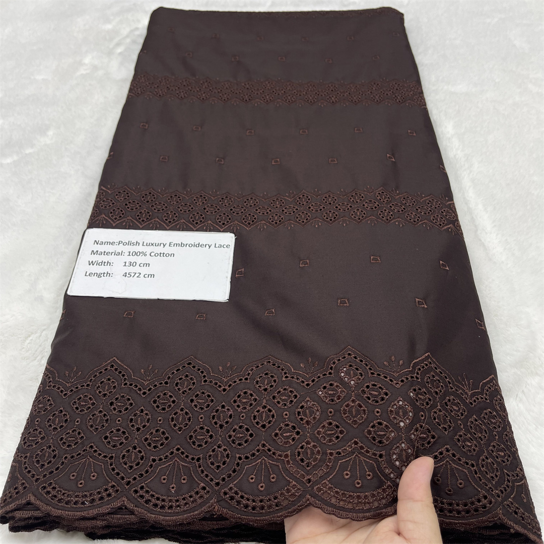 Dentelle africaine 100% coton pour hommes et femmes, tissu voile africain poli, haute qualité, 5 yards, nigérian, Dubaï, couple, couture suisse
