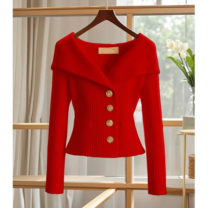 Automne hiver veste femmes tricoté pull Cardigan manteau 2025New solide à manches longues tricots chemises à fond femme décontracté hauts