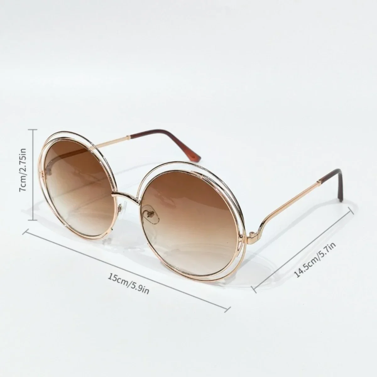 Lunettes rondes surdimensionnées en métal pour femmes, avec verres dégradés, Design rétro élégant, fêtes et événements, accessoires