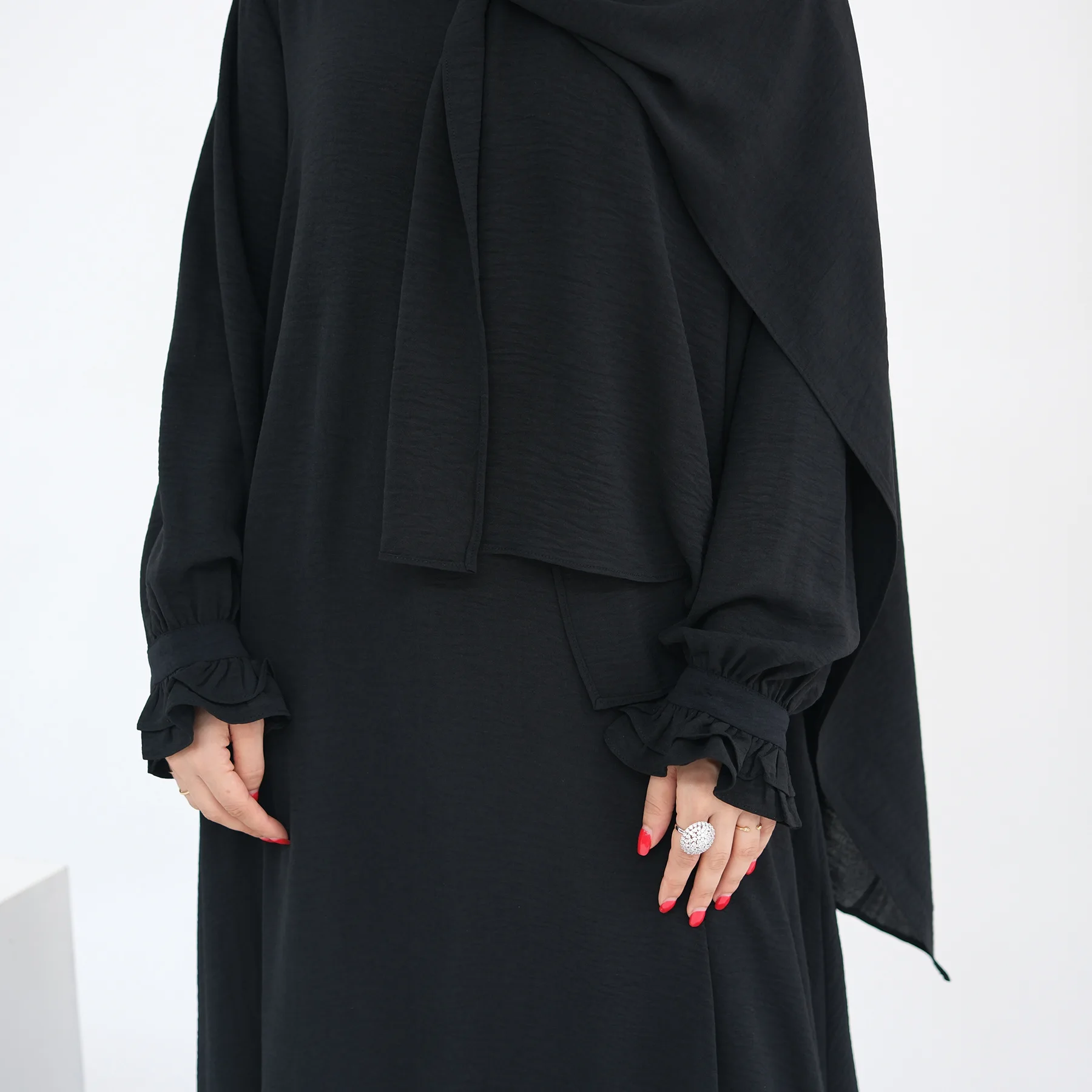 Abaya dubaï avec écharpe Hijab intégrée robe musulmane femmes fermeture éclair poches latérales avant vêtements islamiques robe turque modeste décontracté