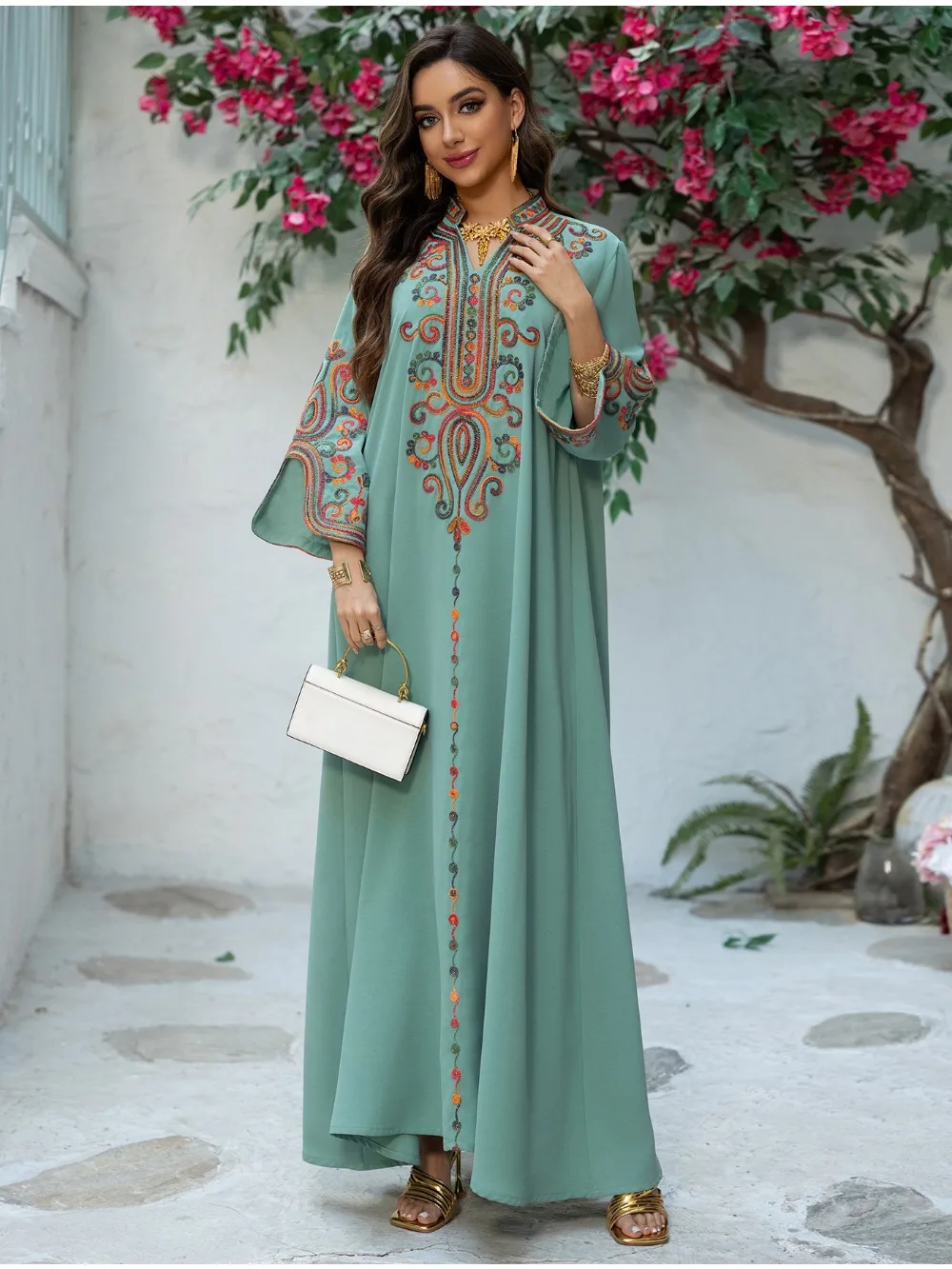 Abaya Robe pour femmes broderie robes Largos Islam arabe longue Robe Jalabiya Ramadan marocain caftan dubaï Abayas robes 2026