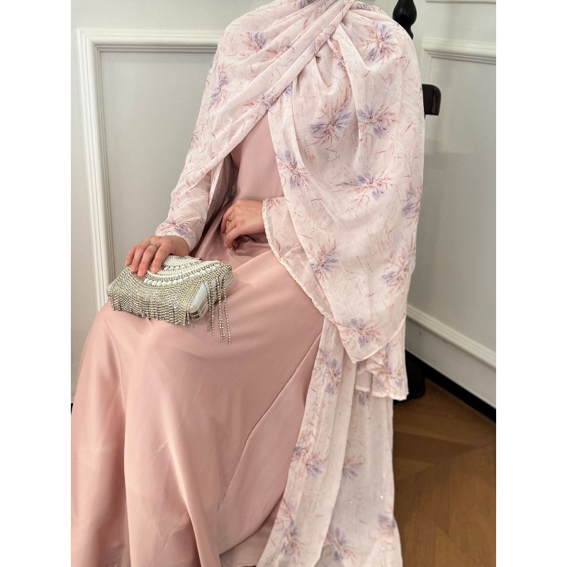 Robes de soirée 3 pièces ensemble pour femmes musulmanes Abaya avec écharpe longue Cardigan Robe robes ceintures dubaï Abayas Eid Ramadan Jalabiya