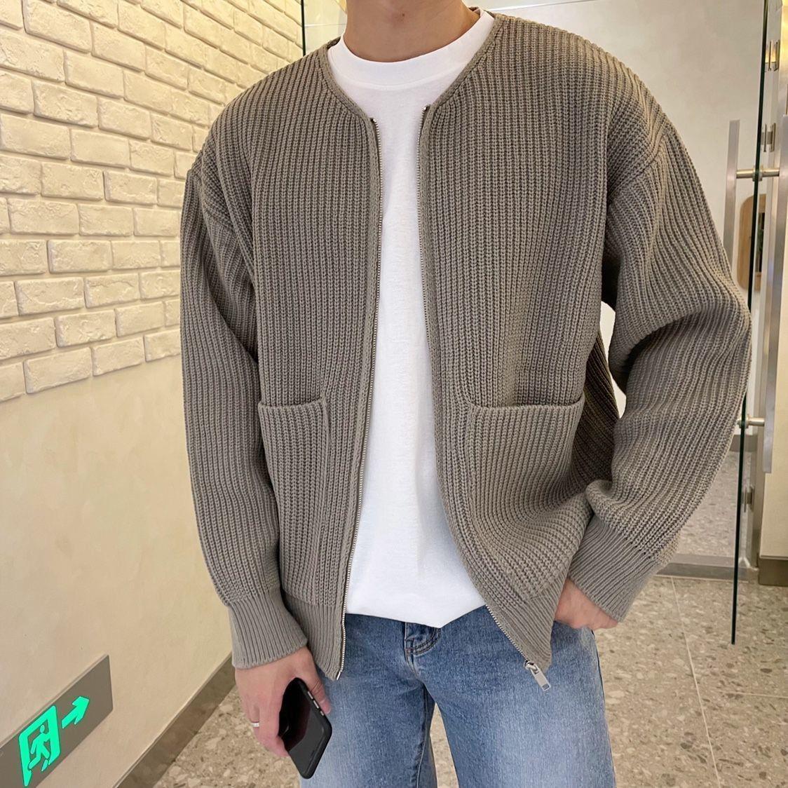 Cardigan en tricot pour hommes, vêtements de Style coréen, coupe-vent, mode automne hiver, pull décontracté, ample, surdimensionné, Streetwear