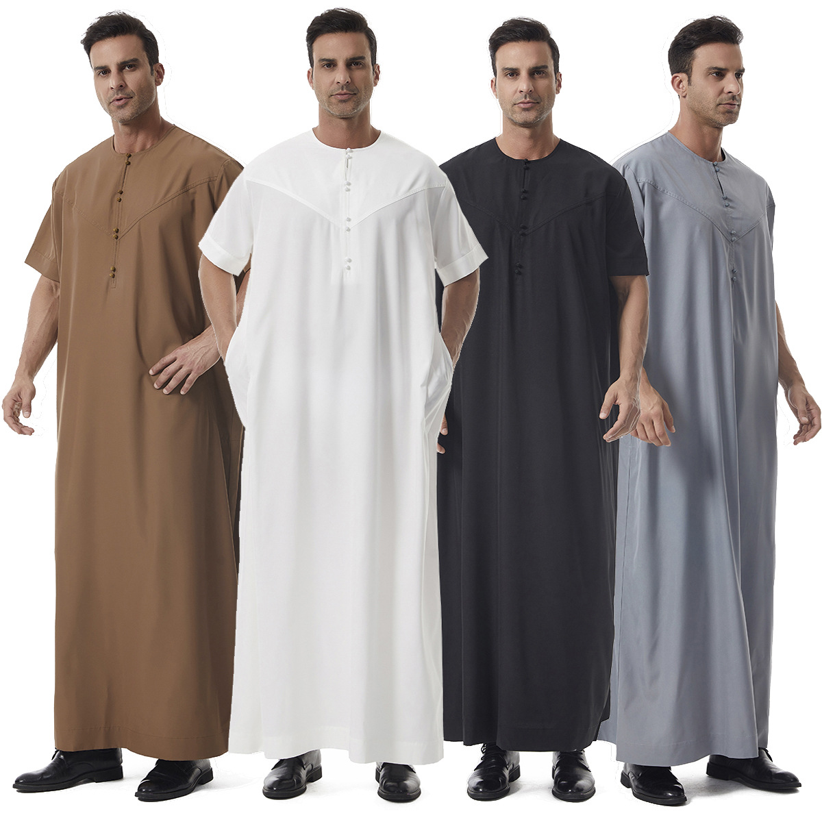 1 pièce/lot, tunique islamique à manches courtes pour hommes, robe décontractée de style arabe, robe musulmane pour hommes.