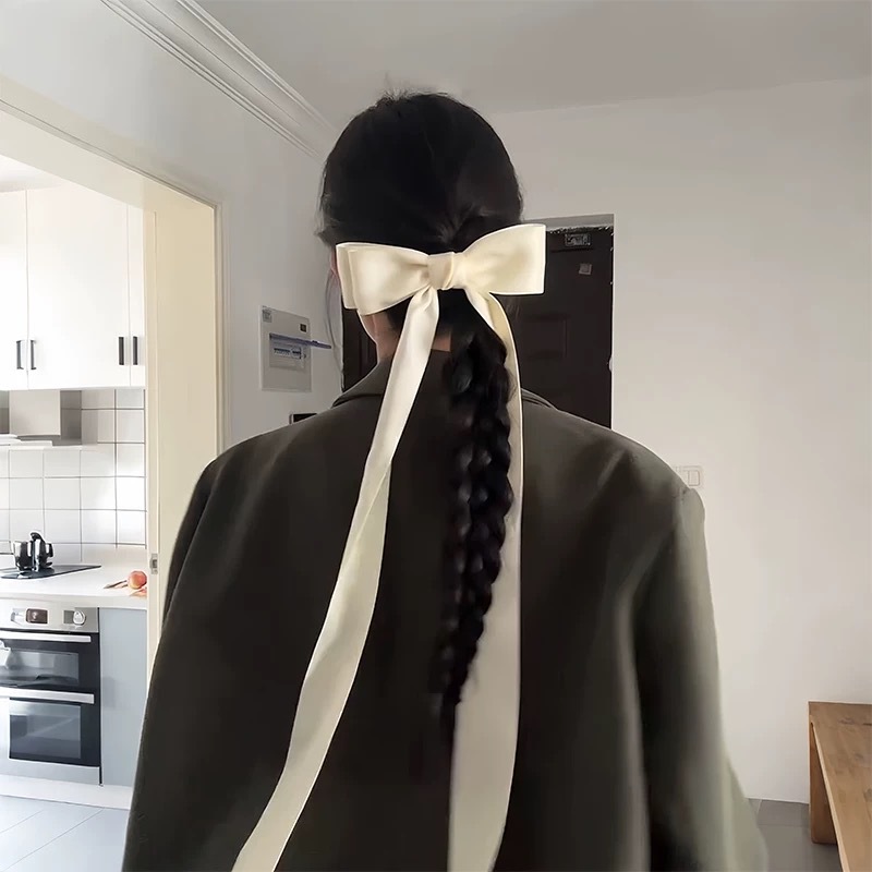 Pince à cheveux en ruban avec nœud doux pour filles, Barrettes à cheveux de Style français pour femmes, accessoires pour cheveux mignons